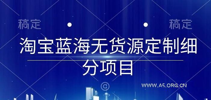 淘宝蓝海无货源定制细分项目，从0到起店实操全流程【揭秘】-A5资源网