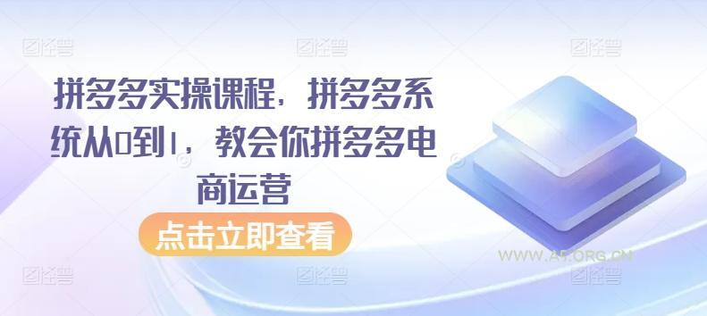 拼多多实操课程，拼多多系统从0到1，教会你拼多多电商运营-A5资源网