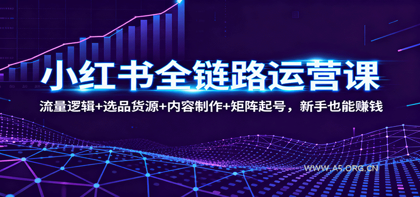 小红书全链路运营课：流量逻辑+选品货源+内容制作+矩阵起号，新手也能赚钱-A5资源网