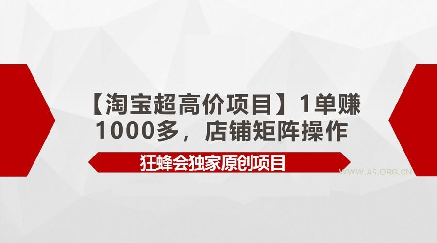 【淘宝超高价项目】1单赚1000多,店铺矩阵操作 - A5资源网 【淘宝超高价项目】1单赚1000多,店铺矩阵操作 - A5资源网