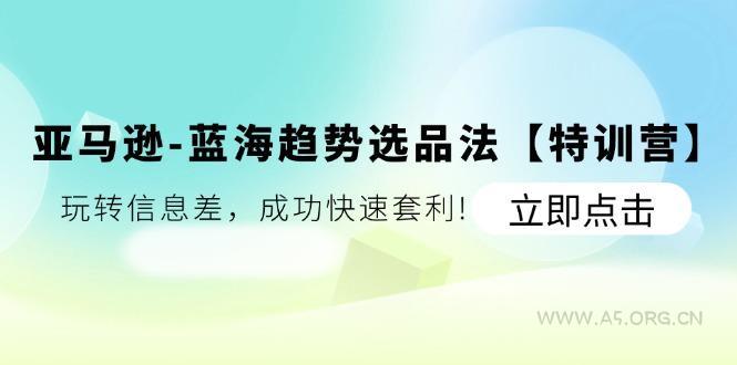 亚马逊-蓝海趋势选品法【特训营】：玩转信息差，成功快速套利!-A5资源网