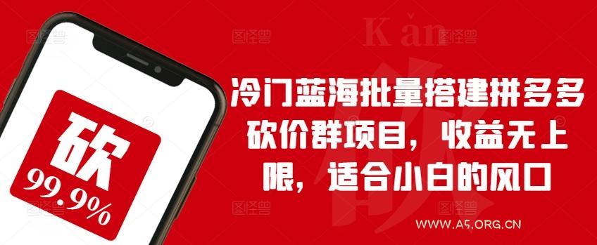 冷门蓝海批量搭建拼多多砍价群项目，收益无上限，适合小白的风口【揭秘】-A5资源网