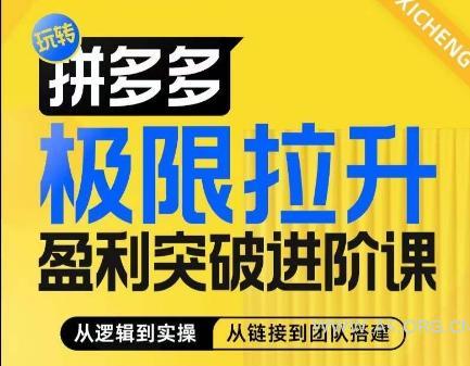 拼多多极限拉升盈利突破进阶课，​从算法到玩法，从玩法到团队搭建，体系化系统性帮助商家实现利润提升-A5资源网
