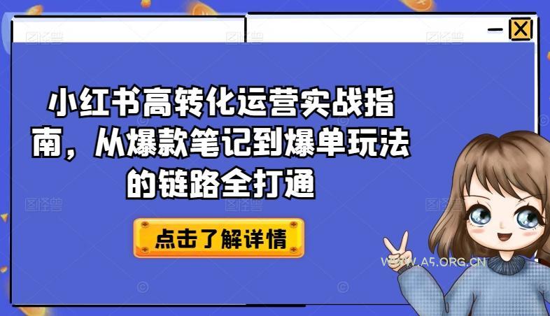 小红书高转化运营实战指南，从爆款笔记到爆单玩法的链路全打通-A5资源网