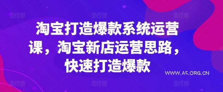 淘宝打造爆款系统运营课，淘宝新店运营思路，快速打造爆款-A5资源网