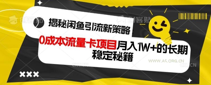揭秘闲鱼引流新策略：0成本流量卡项目，月入1W+的长期稳定秘籍-A5资源网