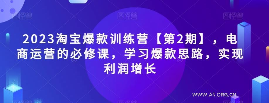 2023淘宝爆款训练营【第2期】，电商运营的必修课，学习爆款思路，实现利润增长-A5资源网