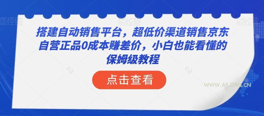 搭建自动销售平台，超低价渠道销售京东自营正品0成本赚差价，小白也能看懂的保姆级教程【揭秘】-A5资源网