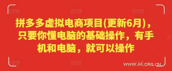 拼多多虚拟电商项目(更新6月)，只要你懂电脑的基础操作，有手机和电脑，就可以操作-A5资源网