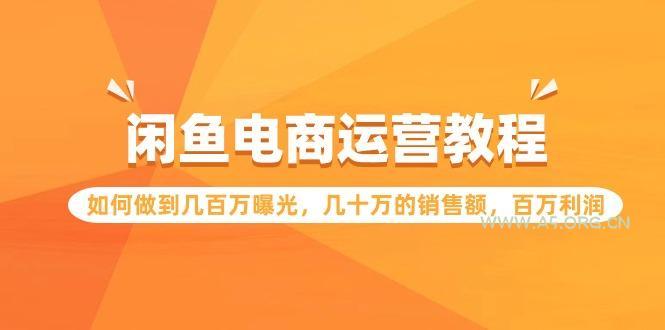 (9560期)闲鱼电商运营教程：如何做到几百万曝光，几十万的销售额，百万利润-A5资源网