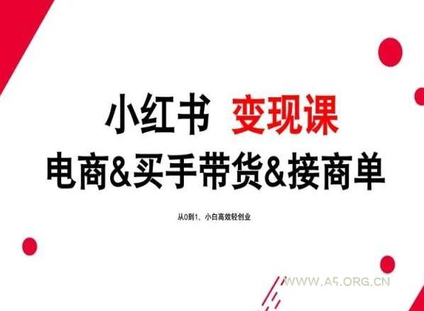 2024年最新小红书变现课，电商&买手带货&接商单，从0到1，小白高效轻创业-A5资源网