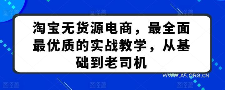 淘宝无货源电商，最全面最优质的实战教学，从基础到老司机-A5资源网