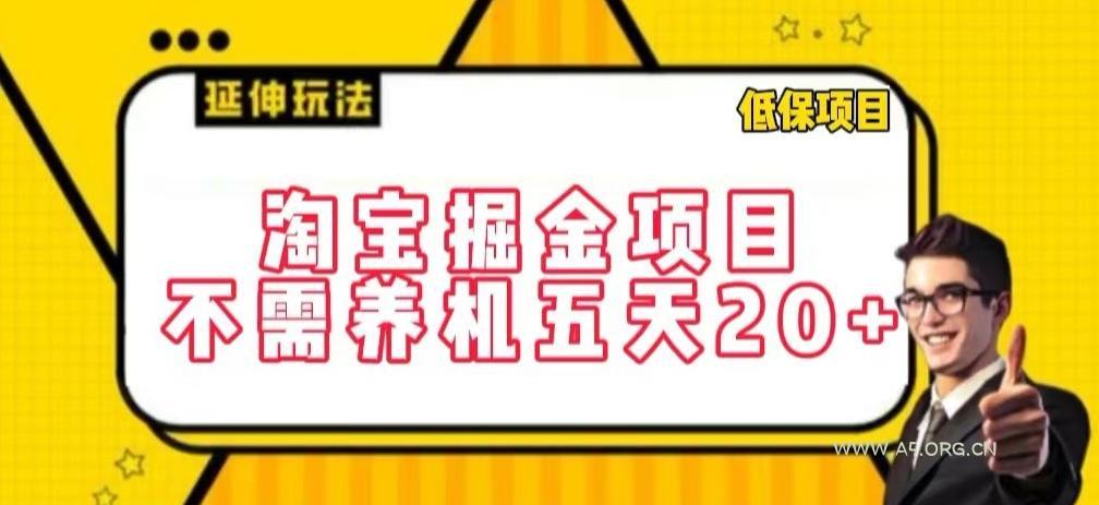 淘宝掘金项目，不需养机，五天20+，每天只需要花三四个小时【揭秘】-A5资源网