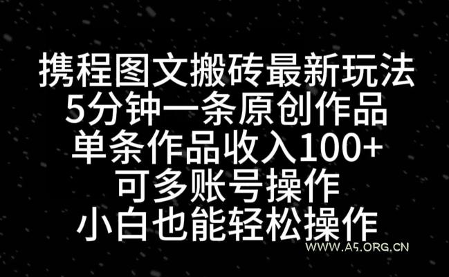 携程图文搬砖最新玩法，5分钟一条原创作品，单条作品收入100+-A5资源网