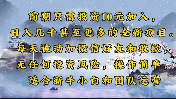 前期只需投资10元加入，日入几千甚至更多的全新项目。每天被动加微信好…-A5资源网