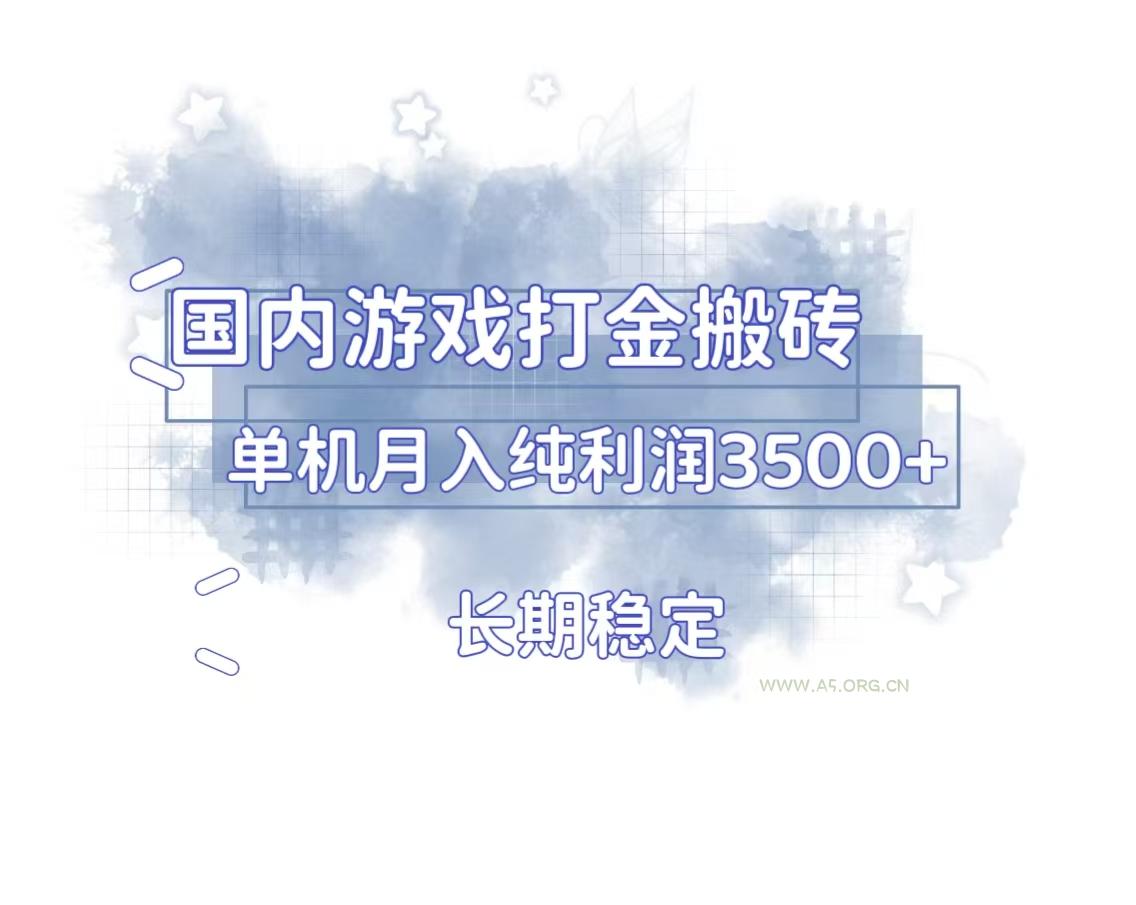 国内游戏打金搬砖，长期稳定，单机纯利润3500+多开多得-A5资源网