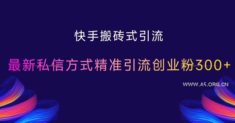 快手搬砖式引流，最新私信方式精准引流创业粉300+-A5资源网
