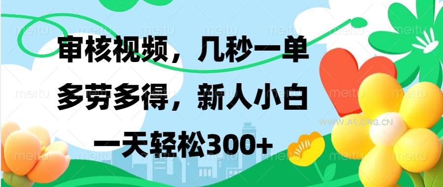 视频审核，新手可做，多劳多得，新人小白一天轻松300+-A5资源网