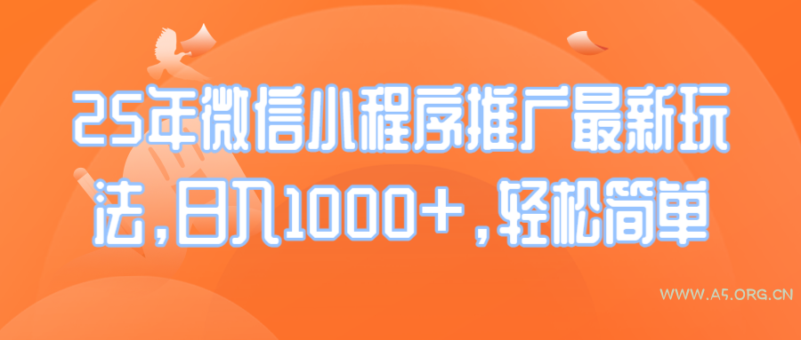 25年微信小程序推广最新玩法，日入1000+，轻松简单-A5资源网