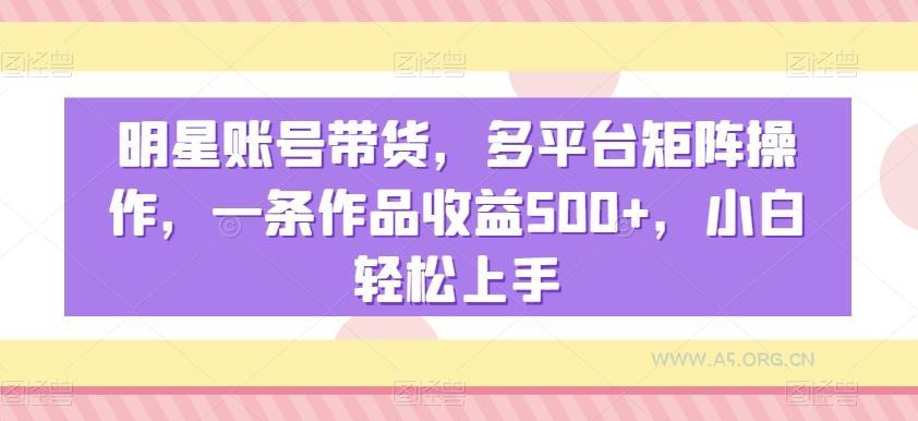 明星账号带货，多平台矩阵操作，一条作品收益500+，小白轻松上手【揭秘】-A5资源网