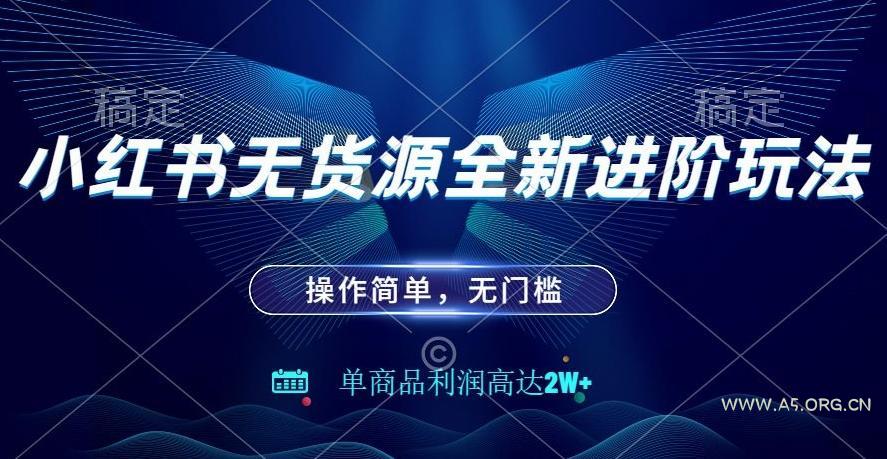 小红书无货源全新进阶玩法，操作简单，单商品利润高达2W+-A5资源网