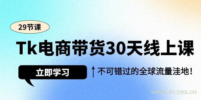 (9463期)Tk电商带货30天线上课，不可错过的全球流量洼地(29节课)-A5资源网