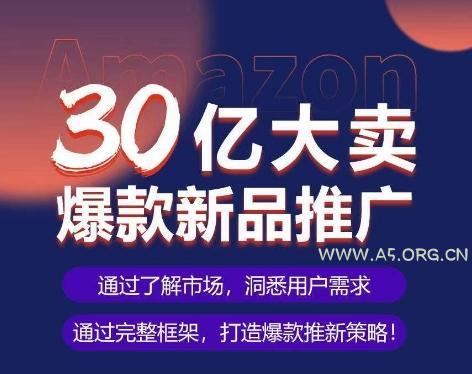 亚马逊·30亿大卖爆款新品推广，可复制、全程案例实操的爆款推新SOP-A5资源网