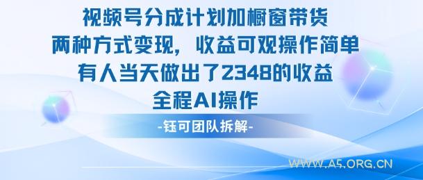 新玩法，视频号分成计划+橱窗带货，有人当天做出了2348的收益-A5资源网