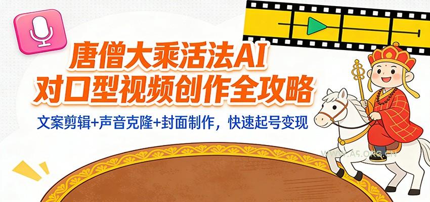 “大乘活法”AI对口型视频创作全攻略:文案剪辑+声音克隆+封面制作,快速起号变现-A5资源网