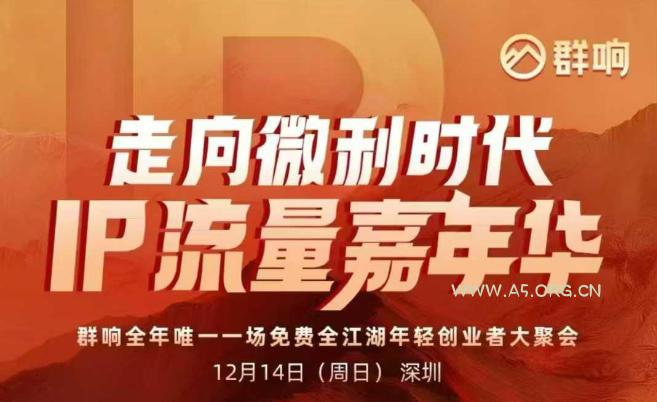 2025ip嘉年华万人12月14深圳线下课，走向微利时代，IP流量嘉年华，实操性极强的商业干货课-A5资源网