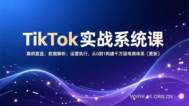 TikTok实战系统课，案例复盘、数据解析、运营执行，从0到1构建千万级电商体系(更新-A5资源网