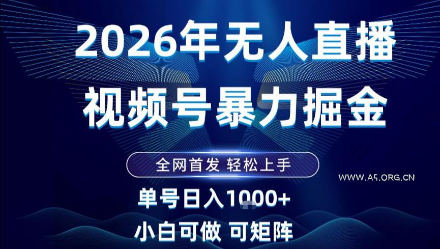 2026最新视频号无人直播掘金，全网首发，小白可以玩，长期稳定日入1k+【揭秘】-A5资源网