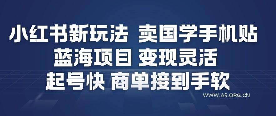 小红书新玩法，卖国学手机贴，蓝海项目，变现灵活，起号快，商单接到手软-A5资源网