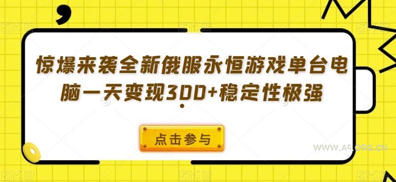 惊爆来袭全新俄服永恒游戏单台电脑一天变现300+稳定性极强-A5资源网