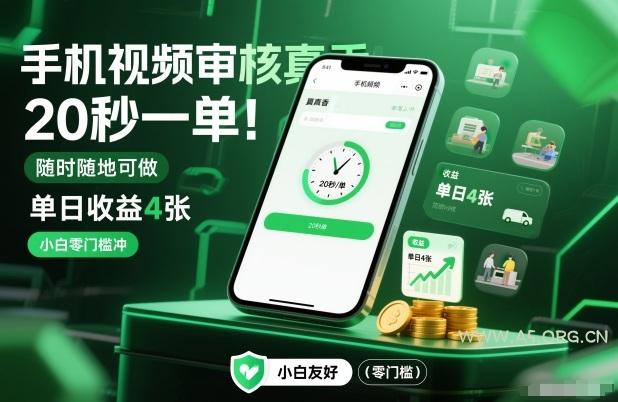 手机视频审核真香！20秒一单，随时随地可做，单日收益4张，小白零门槛冲【揭秘】-A5资源网