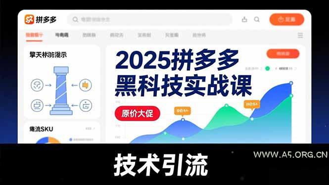 2025拼多多黑科技实战课，擎天柱玩法、爆流SKU、原价大促，技术引流，单店日销轻松破千单-A5资源网