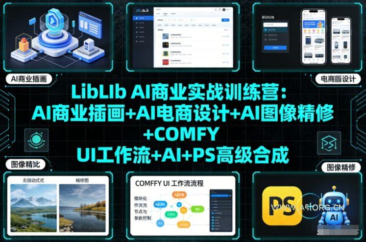 LibLIb AI商业实战训练营：AI商业插画+AI电商设计+AI图像精修+COMFY UI工作流+AI+PS高级合成-A5资源网