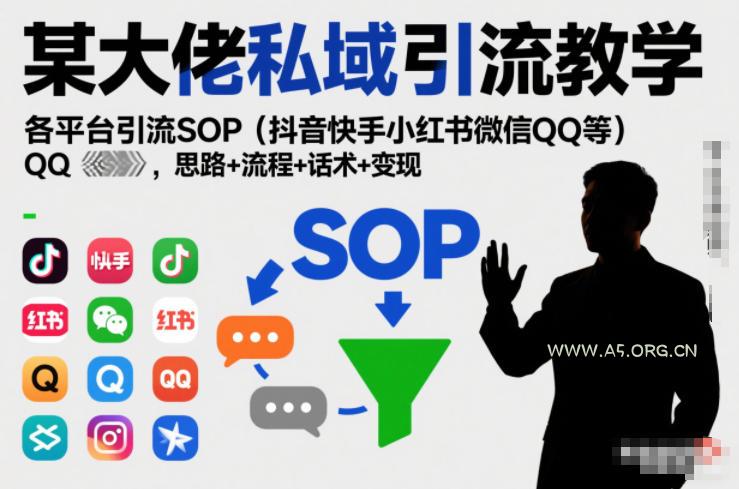 某大佬私域引流教学，各平台引流SOP(抖音快手小红书微信QQ等)，思路+流程+话术+变现-A5资源网