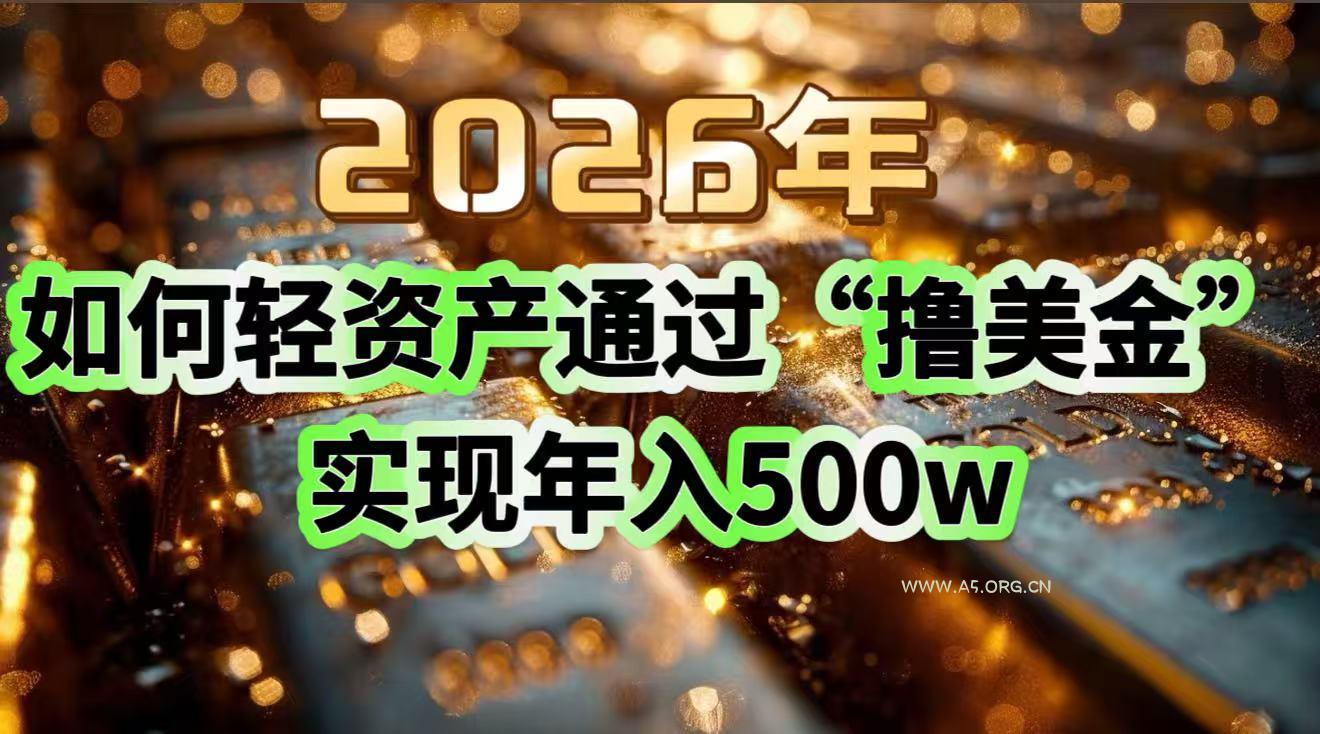 2026年如何轻资产通过“撸美金”实现年入500w-A5资源网