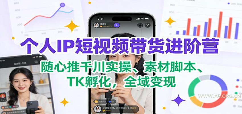 个人IP短视频带货进阶营：随心推千川实操、素材脚本、TK孵化，全域变现-A5资源网