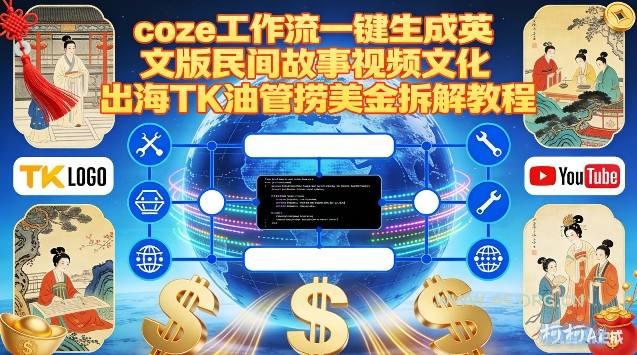 Coze扣子工作流一键生成英文版民间故事视频,文化出海TK油管捞美金拆解教程-A5资源网