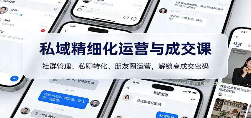 私域精细化运营与成交课：社群管理、私聊转化、朋友圈运营，解锁高成交密码-A5资源网