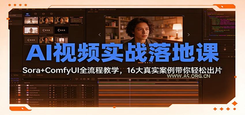 AI视频实战落地课：Sora+ComfyUI全流程教学，16大真实案例带你轻松出片-A5资源网