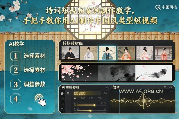古诗词短视频案例制作教学，手把手教你用AI制作中国风类型短视频-A5资源网