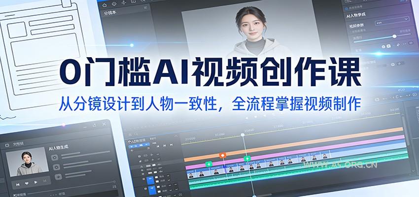 0门槛AI视频创作课：从分镜设计到人物一致性，全流程掌握视频制作-A5资源网