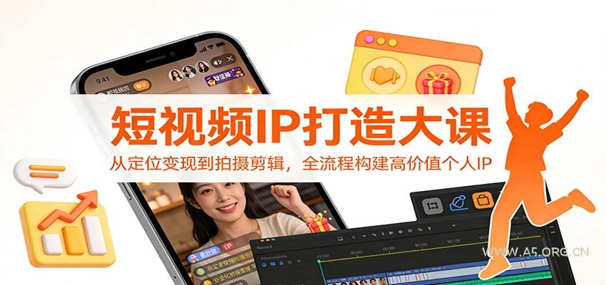 短视频IP打造大课：从定位变现到拍摄剪辑，全流程构建高价值个人IP-A5资源网