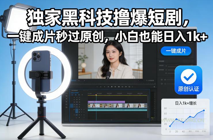 独家黑科技撸爆短剧,一键成片秒过原创,小白也能日入1k+【揭秘】 - A5资源网 独家黑科技撸爆短剧,一键成片秒过原创,小白也能日入1k+【揭秘】