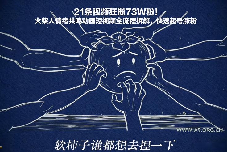 21条视频狂揽73W粉！火柴人情绪共鸣动画短视频全流程拆解，快速起号涨粉-A5资源网