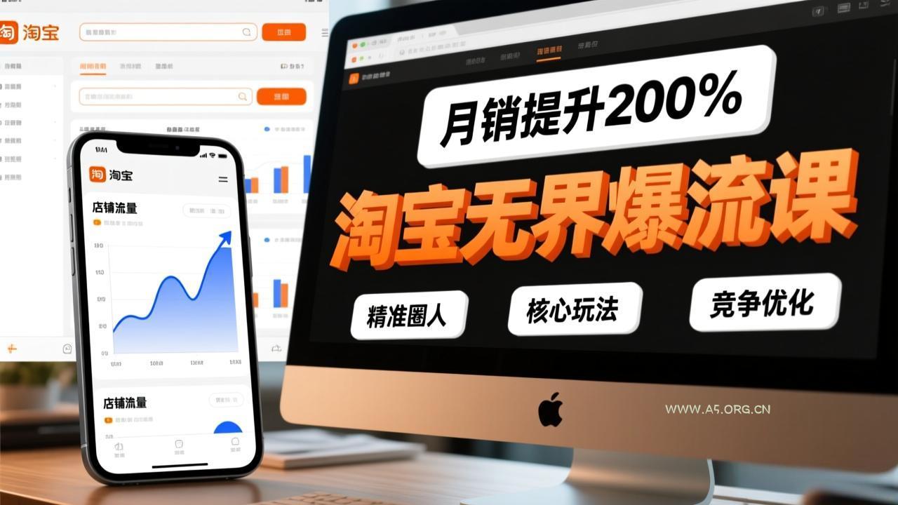 淘宝无界爆流课，精准圈人、核心玩法、竞争优化，快速引爆店铺流量，月销提升200%-A5资源网