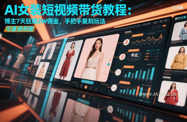 AI女装短视频带货教程：博主7天狂賺2W佣金，手把手复刻玩法，可直接照搬-A5资源网